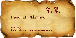 Hendrik Nándor névjegykártya