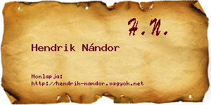 Hendrik Nándor névjegykártya
